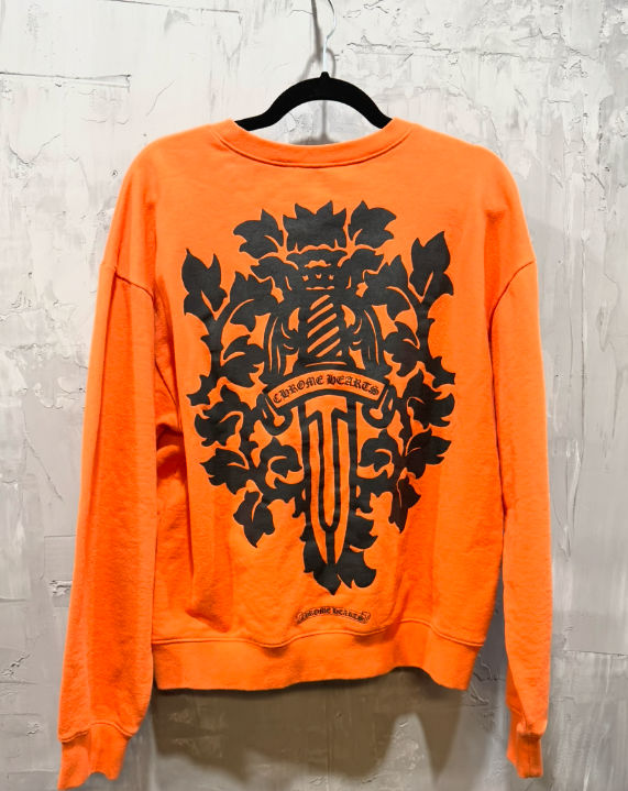 Chrome Hearts Vine Dagger Crewneck Sweatshirt (Orange/Black) - Like New