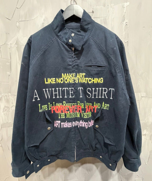 The Museum Visitor Lettering Printed Blouson Jacket - Used/Worn