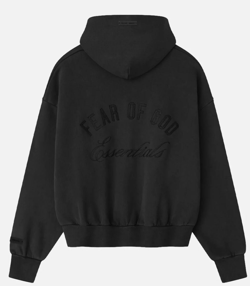 Fear of God Essentials Embroidered Classic Full Zip Hoodie Vintage Black