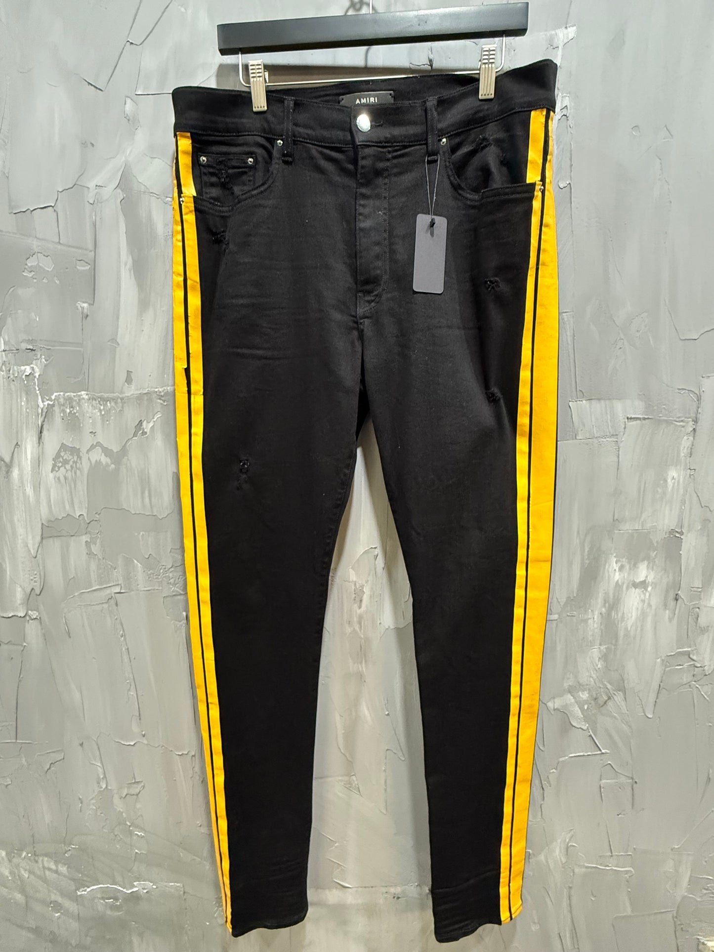 Yellow Stripe Black Jeans