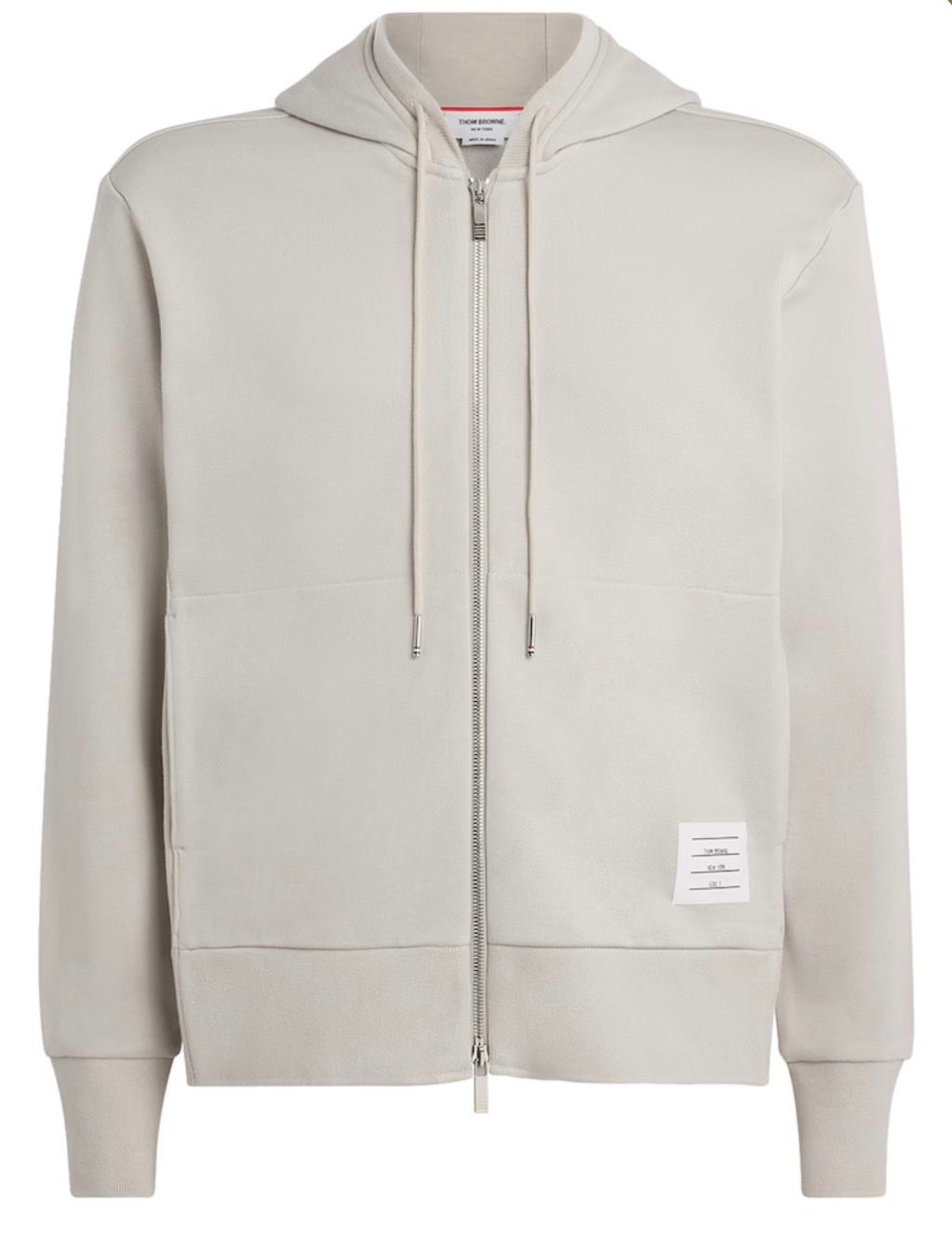 Thom Browne 4-Bar Beige Zip Up Hoodie