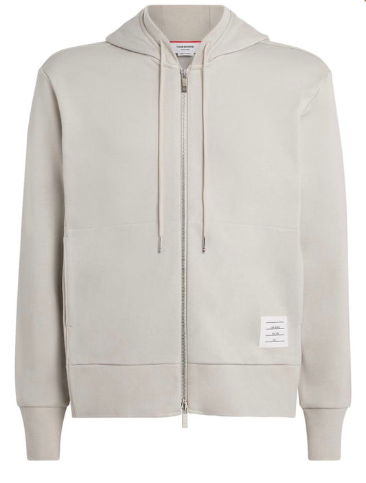 Thom Browne 4-Bar Beige Zip Up Hoodie
