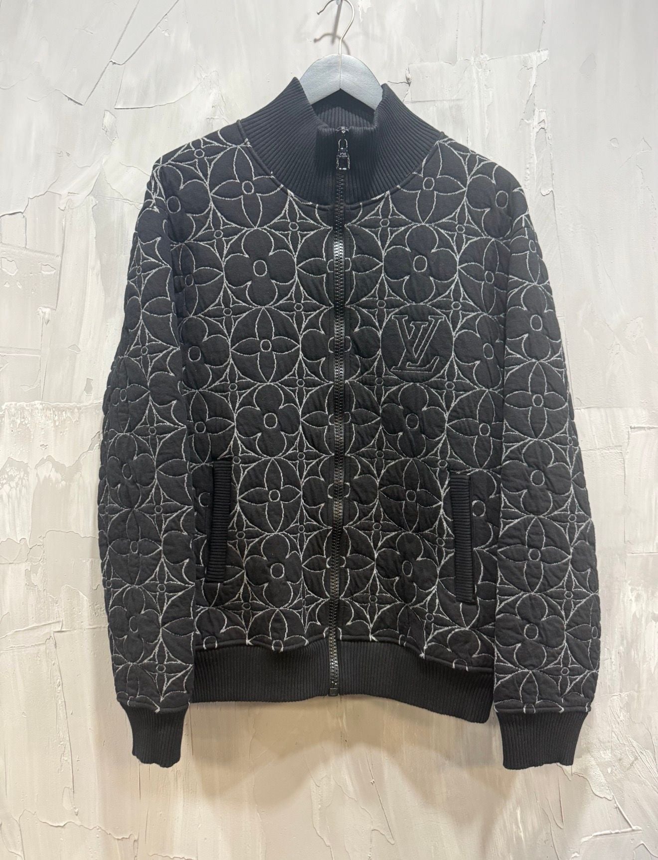 LOUIS VUITTON Monogram Flowers Zipper Jacket Black - Like New