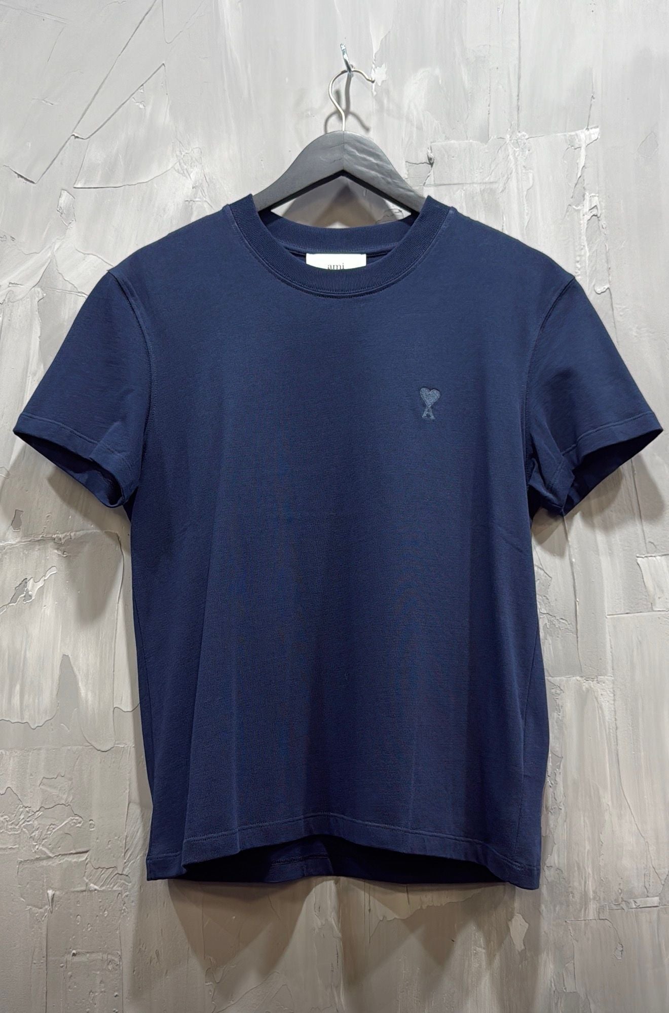AMI BLUE COTTON AMI DE COEUR CROPPED T-SHIRT