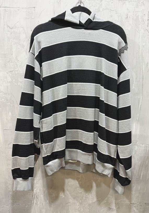 Marni striped yarn dyed hoodie black