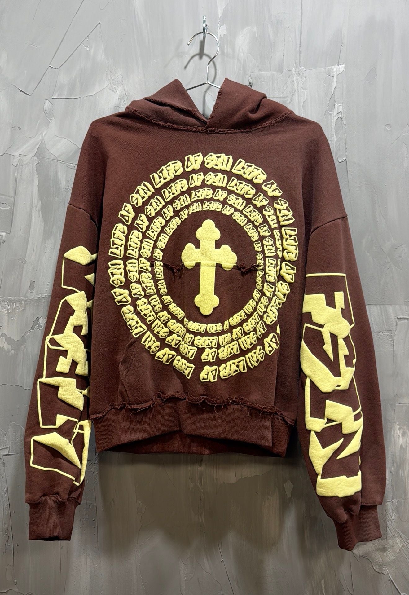LIFE OF SIN PUFF PRINT HOODIE BROWN