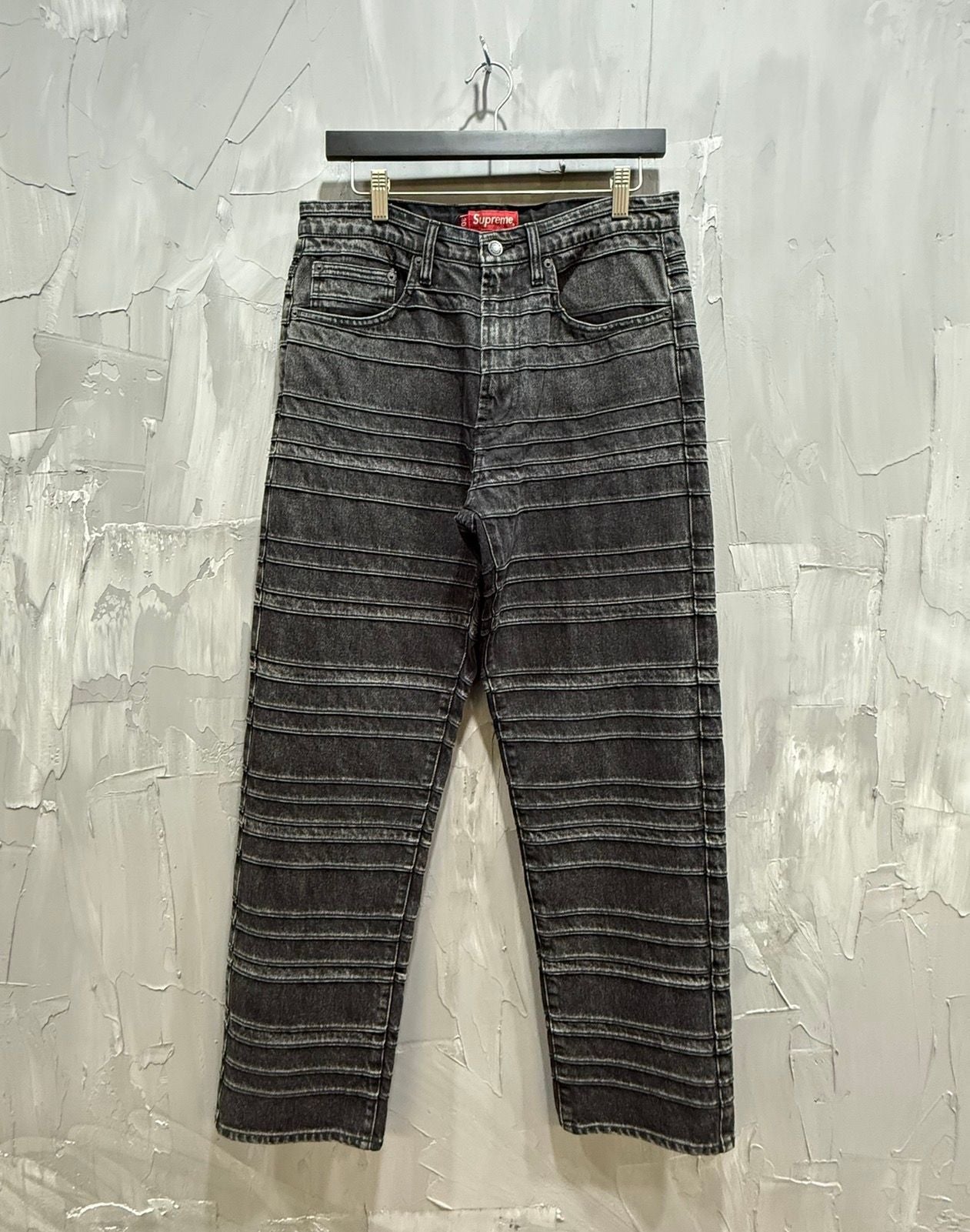 Supreme Horizontal Stripe Loose Fit Jean Black