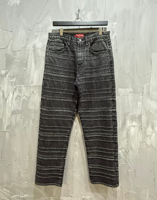Supreme Ribbed Velour Pant (Black/Grey)