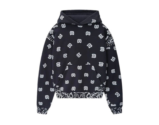 VTG BLACK BANDANA PRINT HOODIE