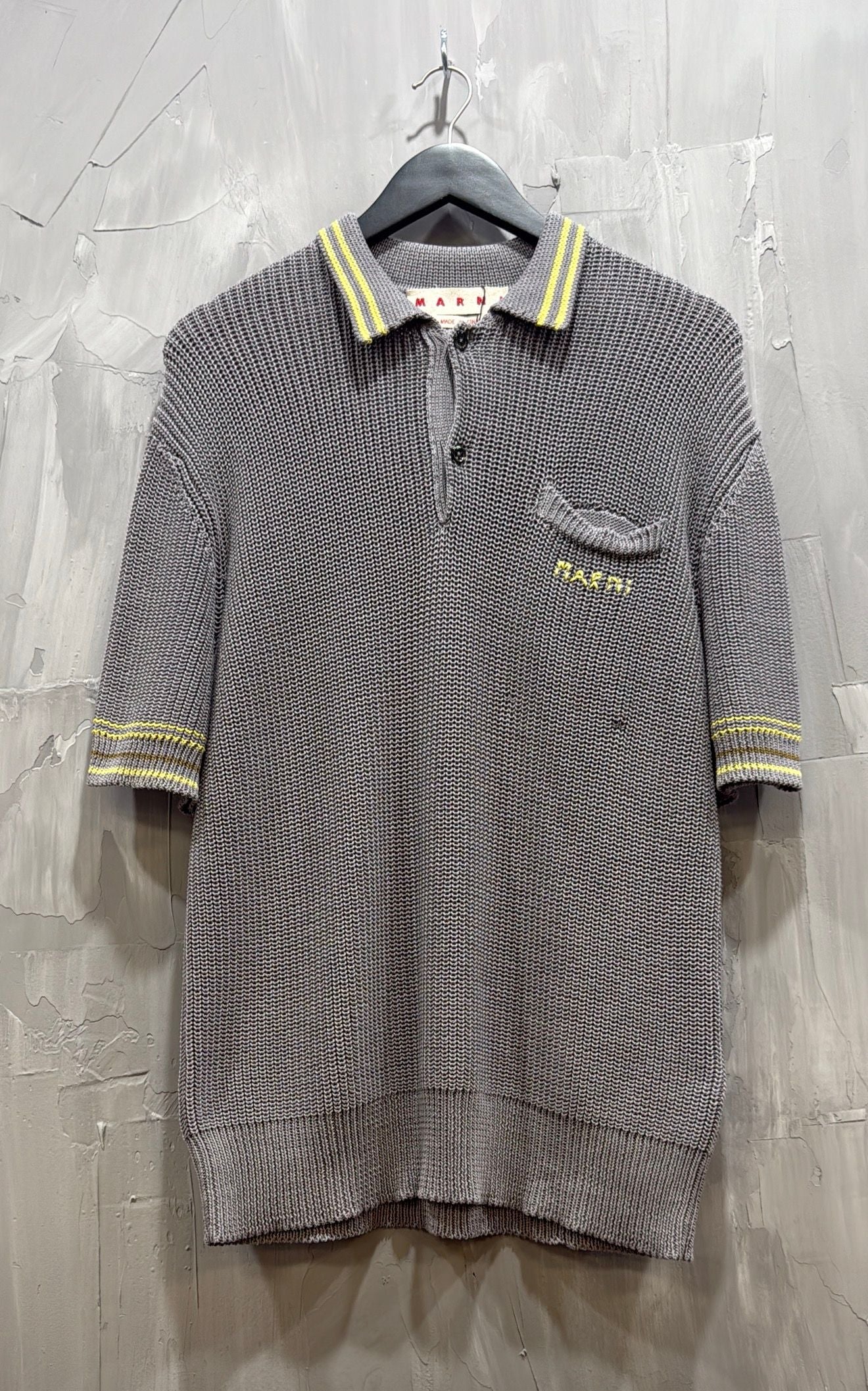MARNI FISHERMAN KNIT POLO GREY