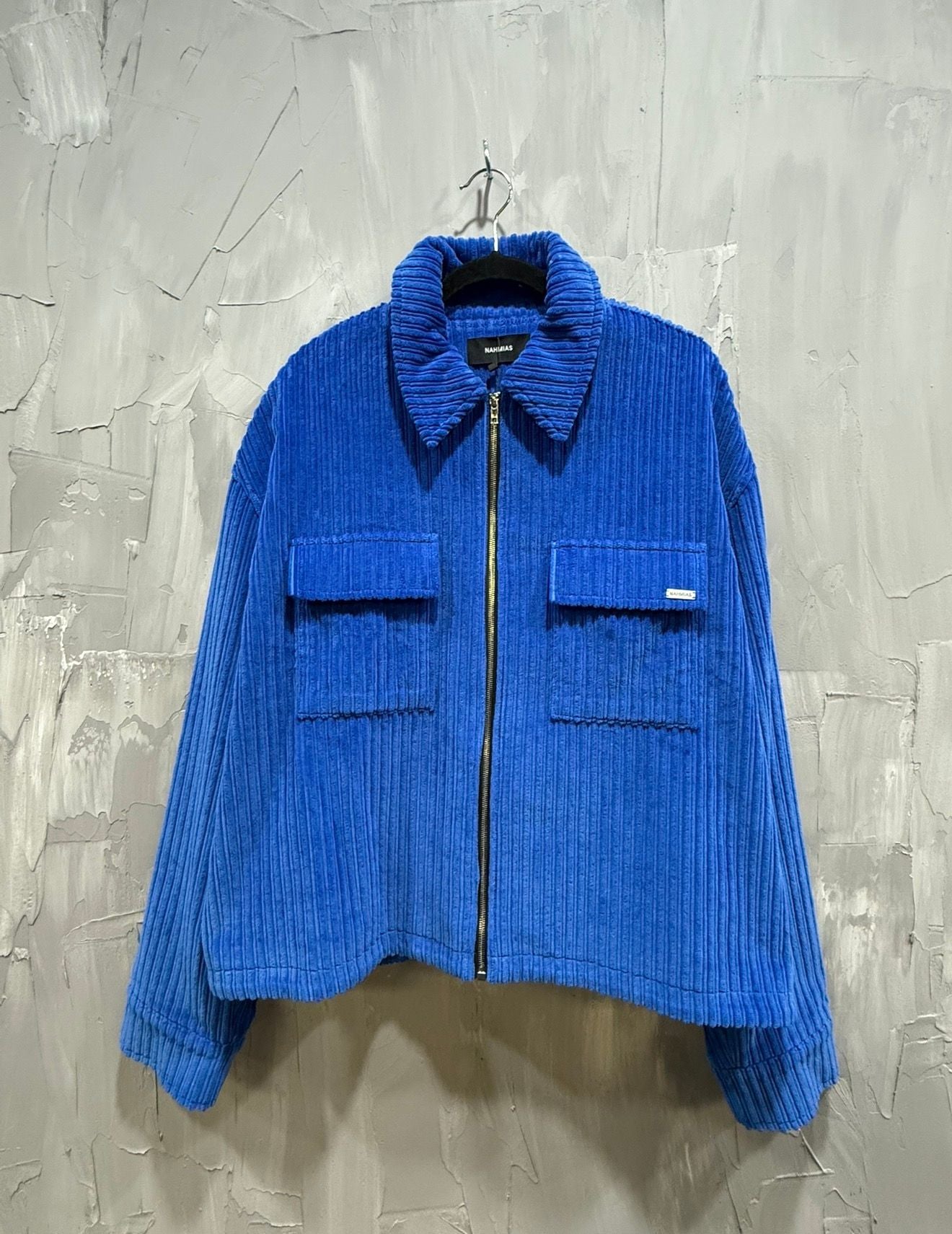 Nahmias Blue Corduroy Full Zip Boxy Jacket - Like New