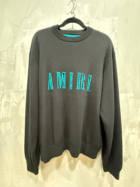 AMIRI CASHMERE CUTAWAY BLACK SWEATER