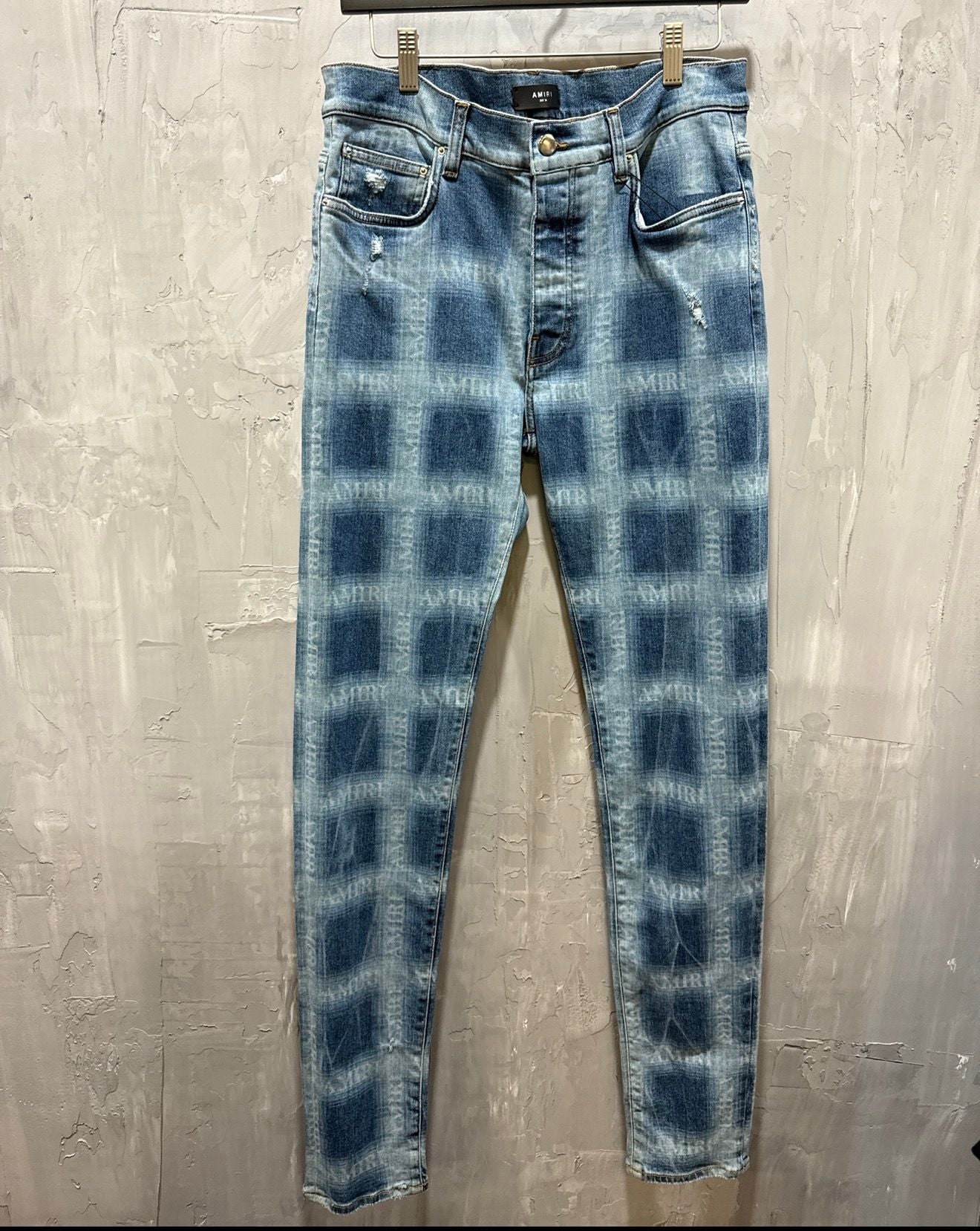 Plaid skinny denim jean
