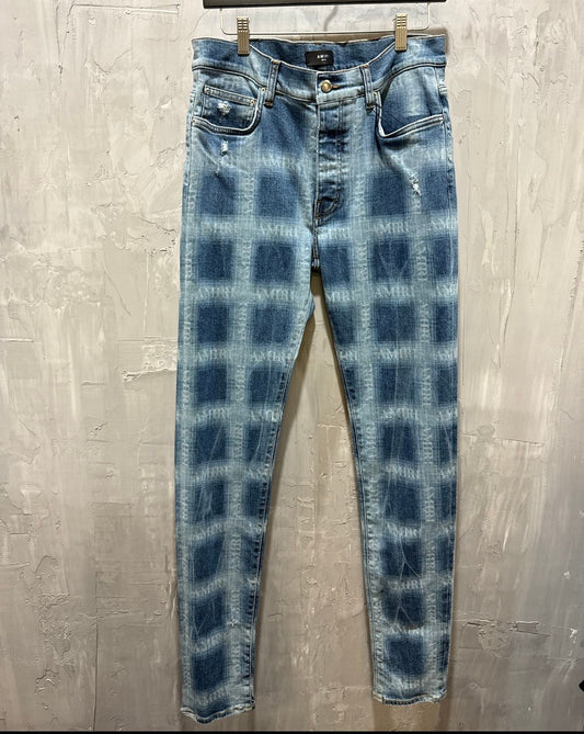 Plaid skinny denim jean