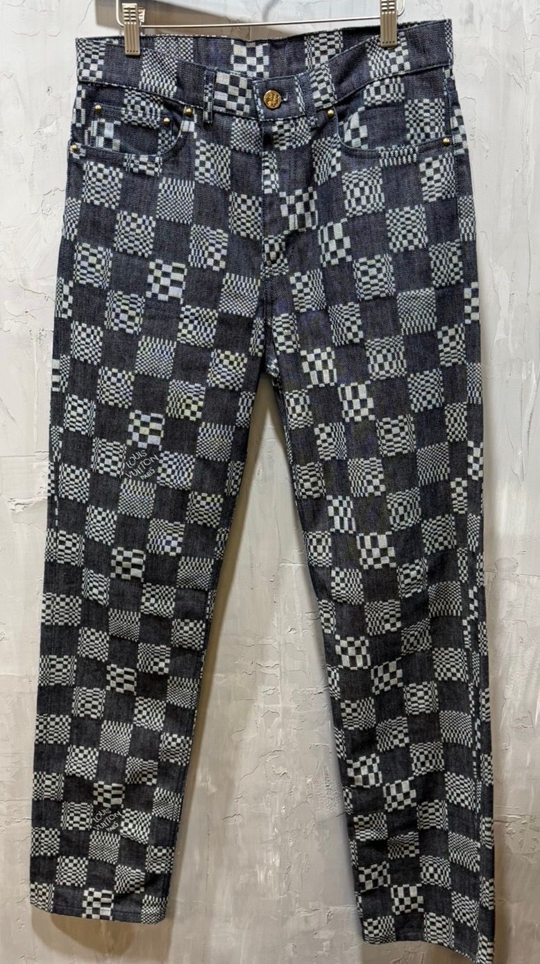 Distorted Damier Jeans