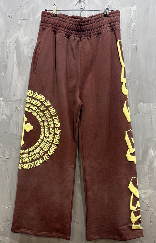 LIFE OF SIN PUFF PRINT SWEATPANTS BROWN