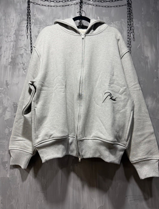 RHUDE Heather Grey Classique Zip up Hoodie