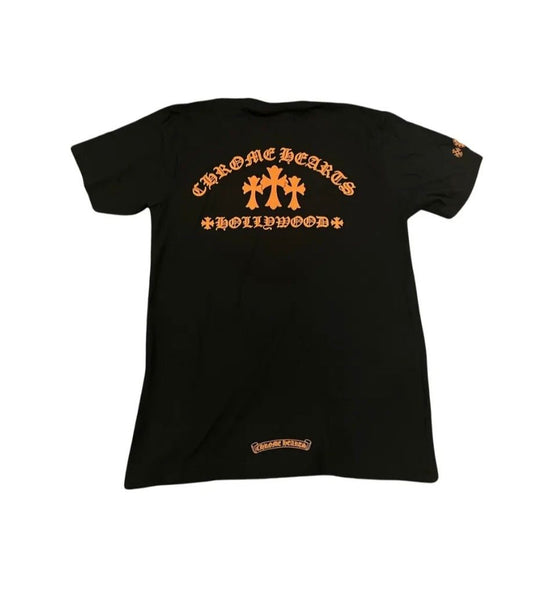 Chrome Hearts Triple Cross Hollywood Pocket Tee 'Black/Orange'