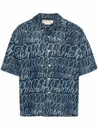 Marni Bleached Echoes lasered light denim shirt