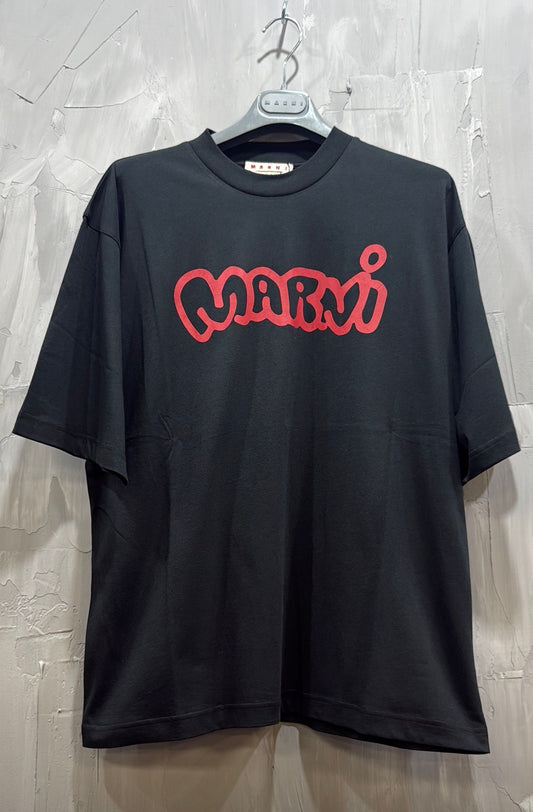 SRAYED MARNI LOGO TEE BLACK