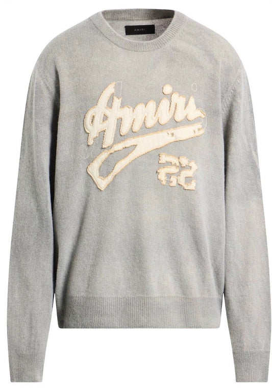 AMIRI DISTRESSED LOGO CASHMERE SWEATER