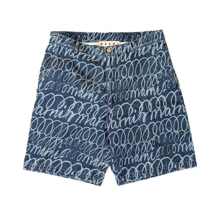 Marni Bleached Echoes lasered denim shorts