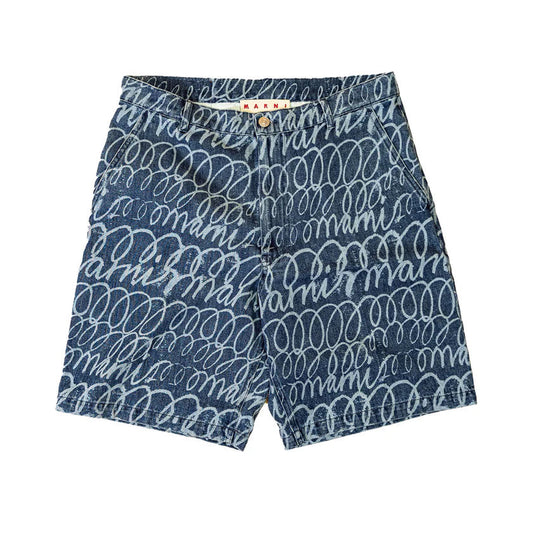 Marni Bleached Echoes lasered denim shorts