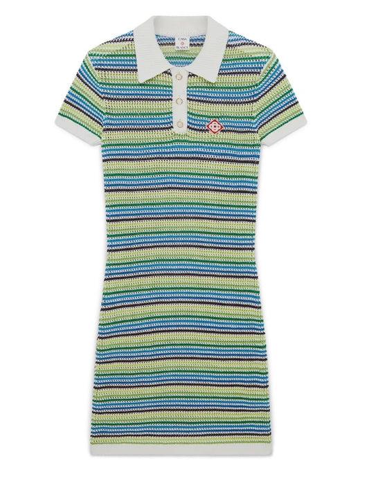 CASA BLANCA STRIPE SHORT SLEEVE MIDI DRESS