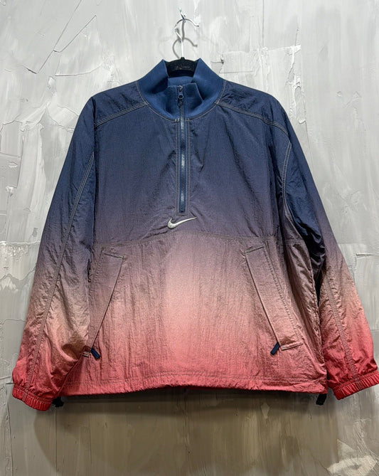 SUPREME X NIKE BLUE RED GRADIENT HALF ZIP PULLOVER