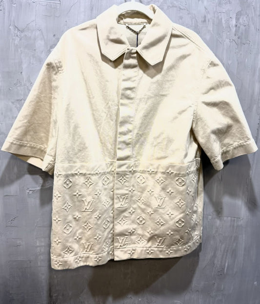 Louis Vuitton monogram workwear denim short sleeve shirt Beige