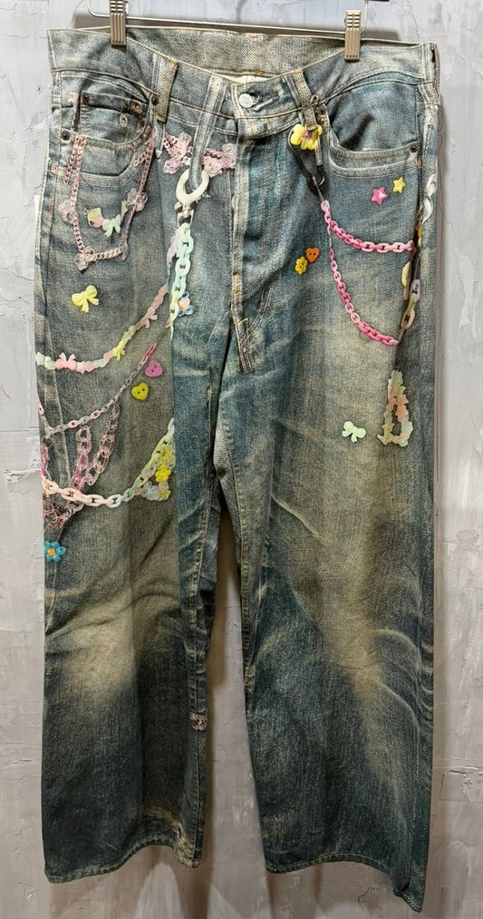 Vintage Chain Detail Loose Jeans