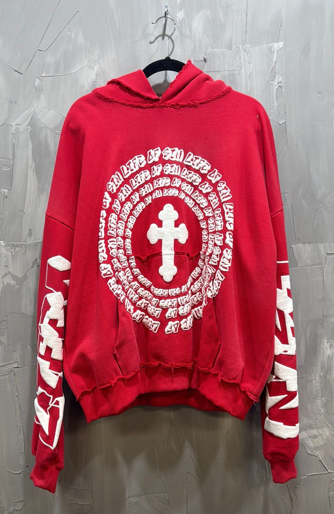 LIFE OF SIN PUFF PRINT HOODIE RED