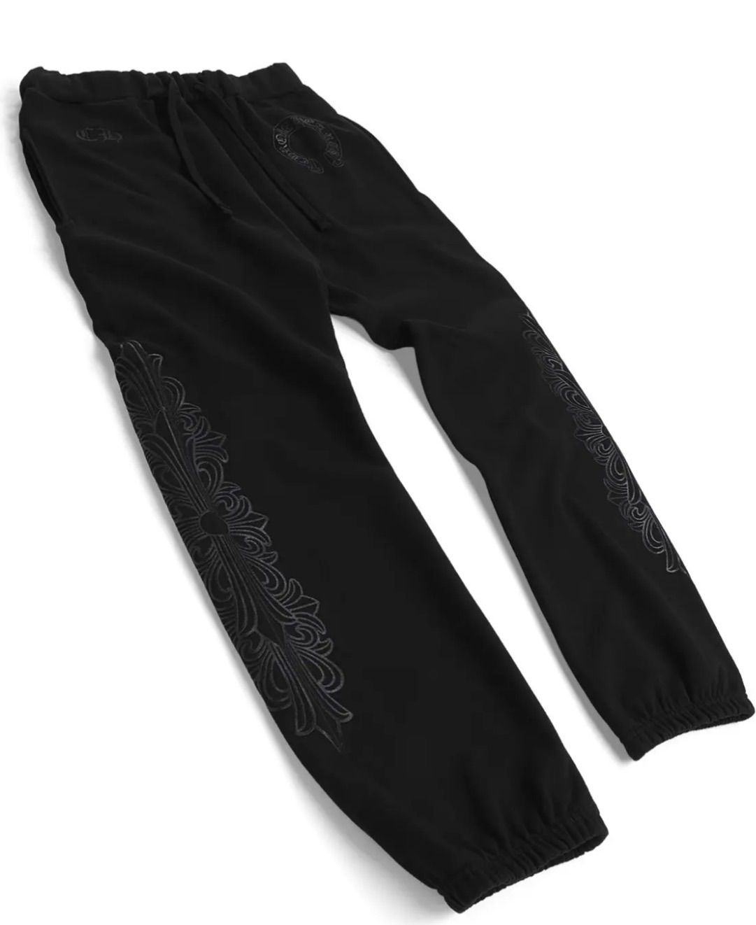 Chrome Hearts Black Floral Horseshoe Sweatpants