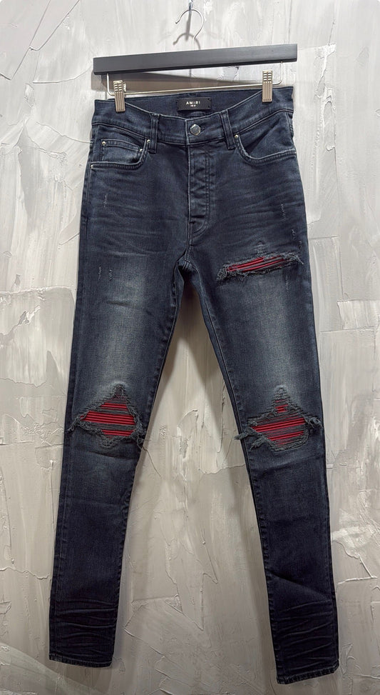 AMIRI MX1 WASHED BLACK JEAN RED PATCH