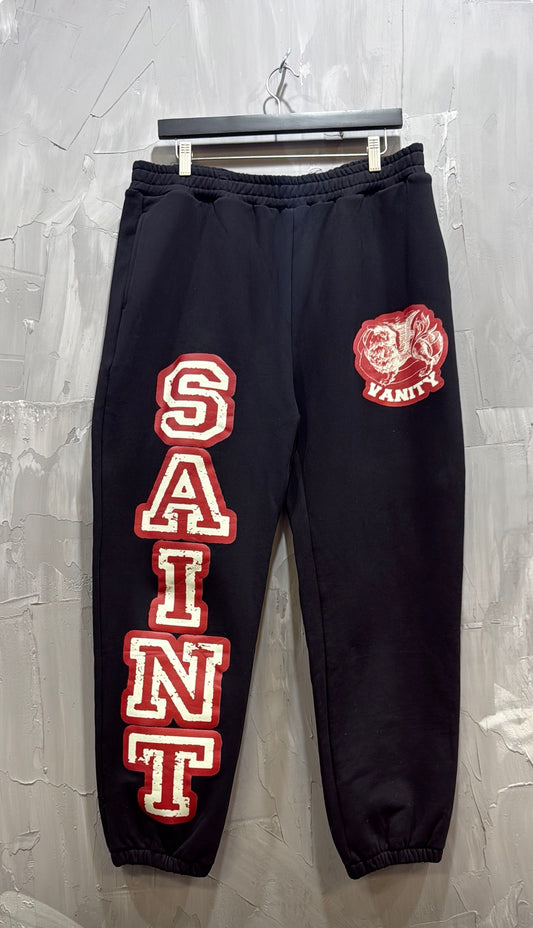 SAINT VANITY PRINTED LOGO SWEATPANTS BLACK
