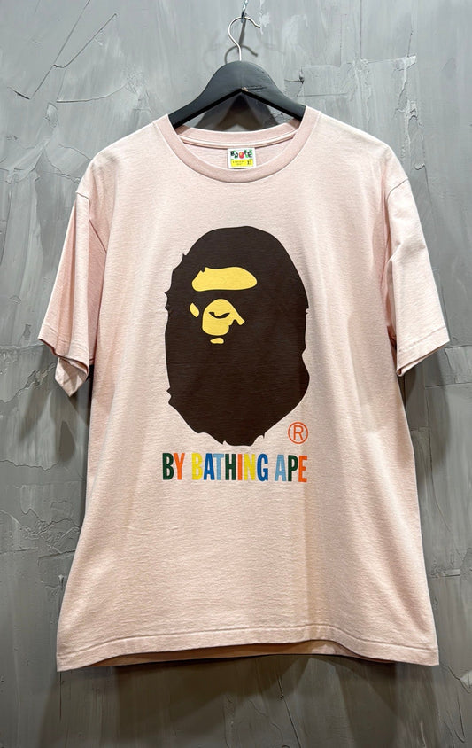 BAPE MULTICOLOR LOGO TEE PINK