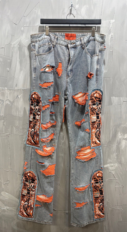 WDW FUSION EMBROIDERED DETAIL DENIM JEAN - Like New