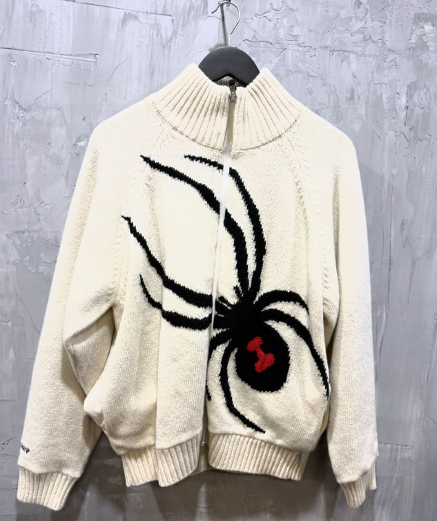 Supreme Spyder cream Spiderweb Zip Up Knit