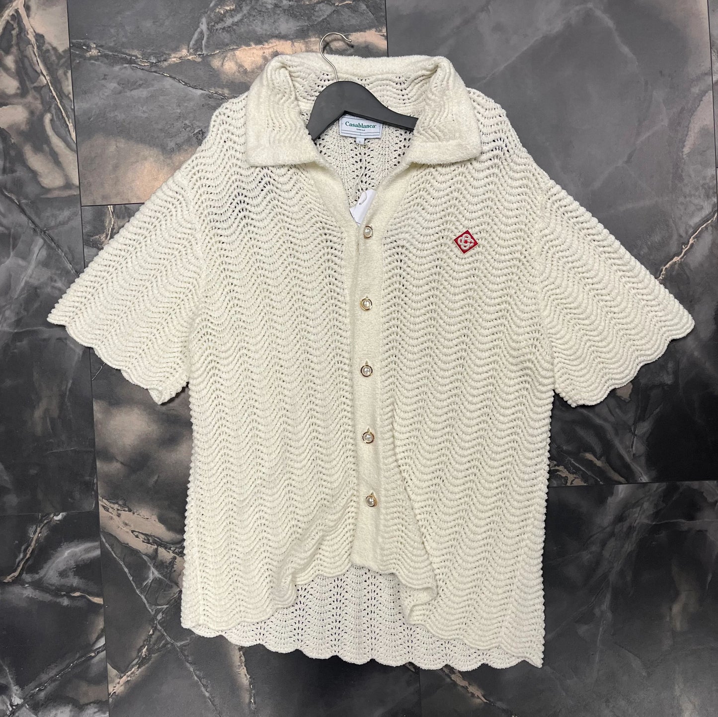 Casa Blanca cotton blend knit wavy off white