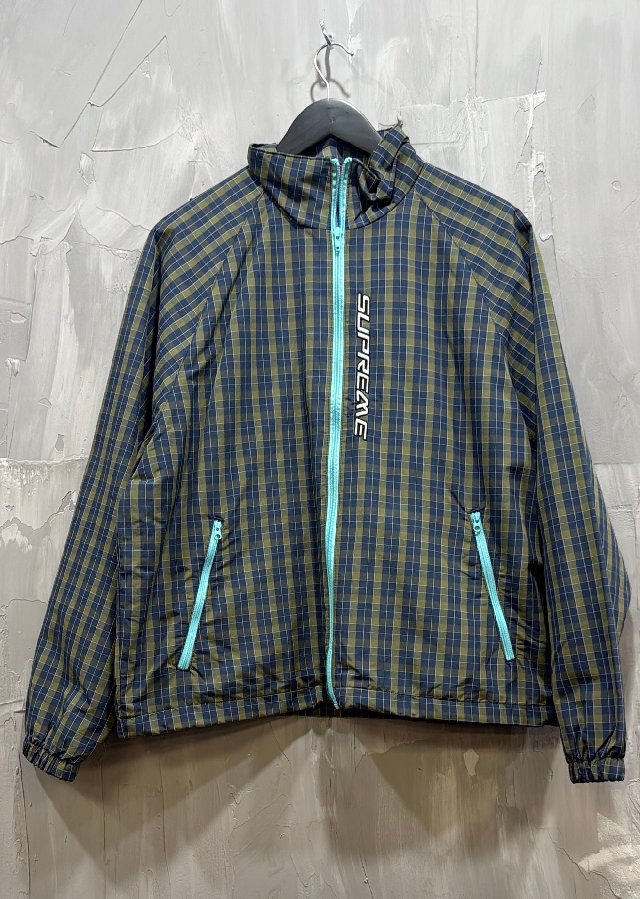 SUPREME PLAID TRACK JACKET BLUE