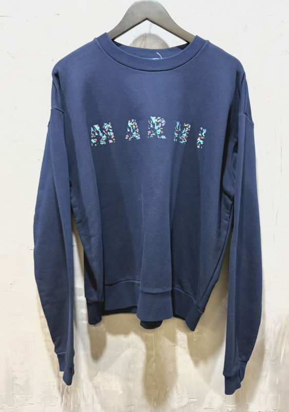 Marni floral logo Loopback sweatshirt blue kyanite