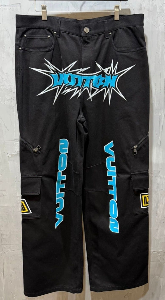 RACING DENIM MULTI POCKET JEANS BLACK