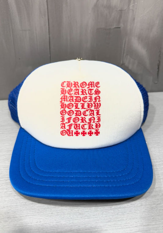 Chrome Hearts "Made In Hollywood" / "Fuck You" Text Grid Trucker Hat