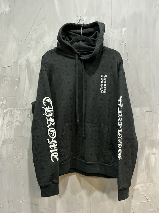 CHROME HEARTS Black & White Cross Jacquard Horseshoe Logo Hoodie
