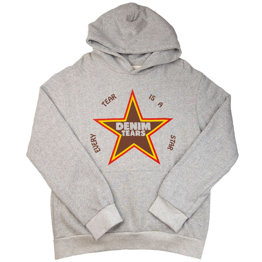EVERY TEAR IS A STAR DENIM TEAR GREY HOODIE