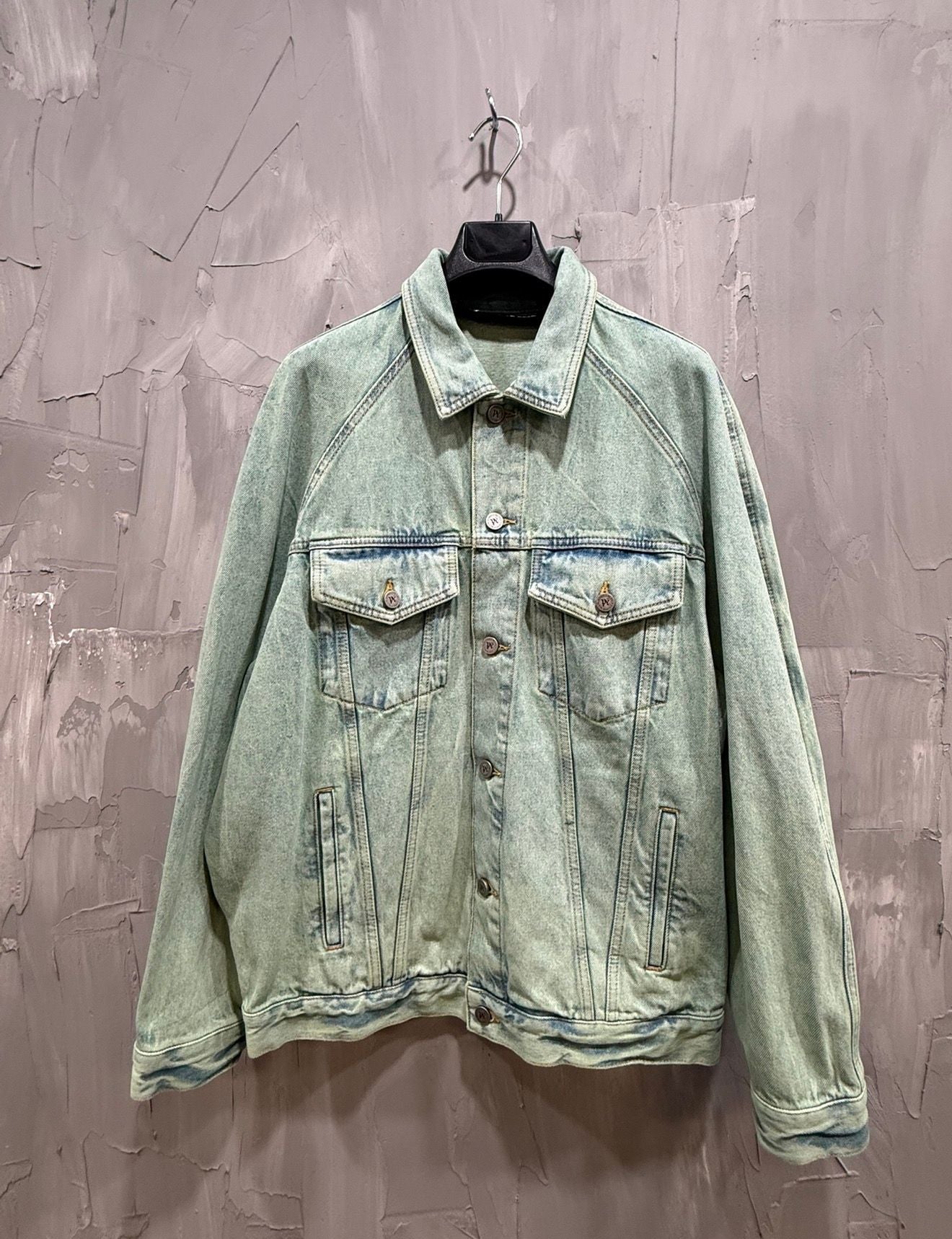 PALM ANGELS MINT GREEN DENIM JACKET