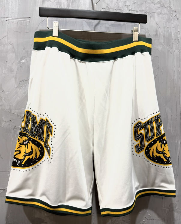 Supreme studded basketball shorts white/yellow