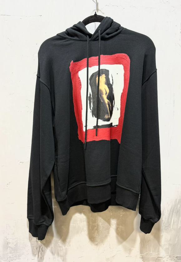 Marni painted nude organic cotton hoodie black