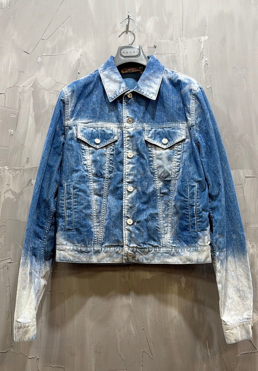 GARMENT DYED FLOCK DENIM JACKET IRIS BLUE