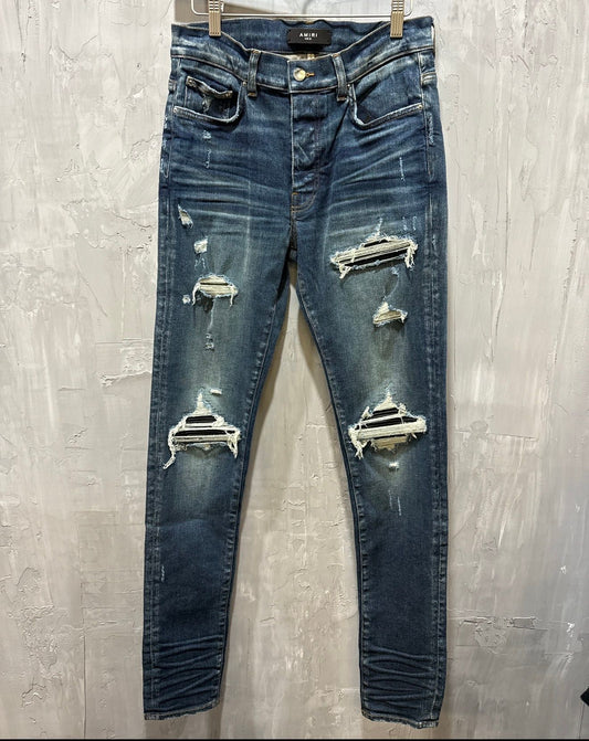 MX1 black patch deep classic indigo jean